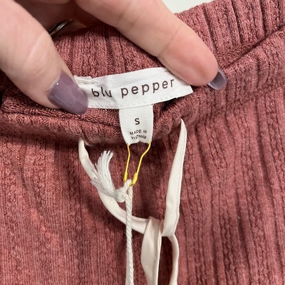 Blu Pepper Ribbed Knit Pants in Rosewood - Picture 2 of 4